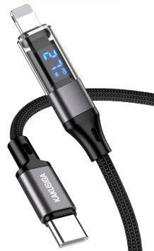 KAKUSIGA KSC-1028 60W intelligent digital display charging data cable (Type-C to Type-C)