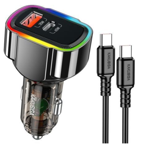 KAKUSIGA KSC-1210 100W dual-port (1C1A) car charger set (Type-C to Type-C)