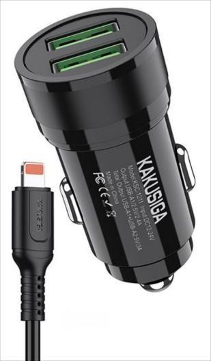KAKUSIGA KSC-1212 dual-port car charger set (Lightning)
