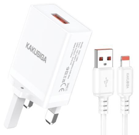 KAKUSIGA KSC-1261 Single Port Charger Set (UK) (Lightning)