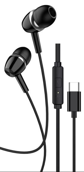 KAKUSIGA KSC-1318 Type-C universal digital earphones with mic(1.1m) (Separated Packaging) MOQ 1000PCS/Carton Per Color