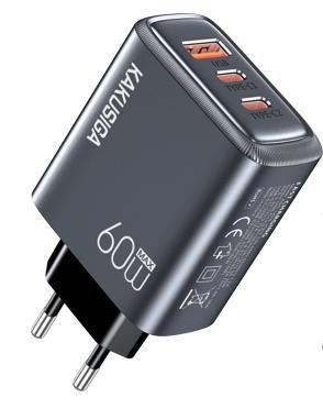 KAKUSIGA KSC-1675 Triple-Port PD 60W (2C1A) Private Mold Charger (EU)