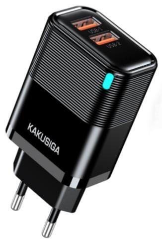 KAKUSIGA KSC-1683 Dual-Port Custom-Molded Charger with LED (EU)