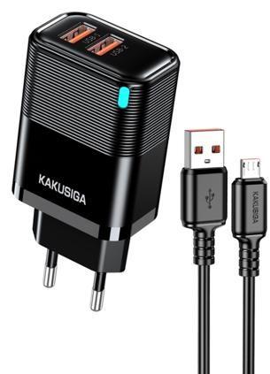 KAKUSIGA KSC-1684 Dual-Port Custom-Molded Charger Set with LED (EU) Lightning