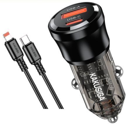 KAKUSIGA KSC-1994 75W dual-port (1C1A) car charger set (Type-C to Type-C)