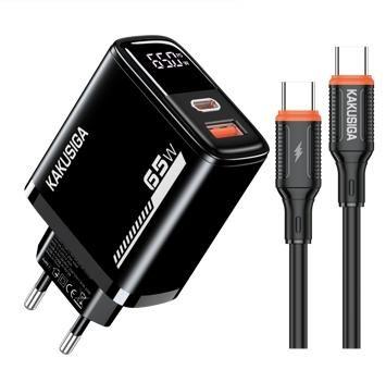 KAKUSIGA KSC-2225 PD65W (1C1A) Digital Display Charger Kit Private Mold (EU) Type-C to Type-C
