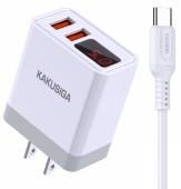 KAKUSIGA KSC-919 2.4A dual port smart charger set (US)(Lightning)
