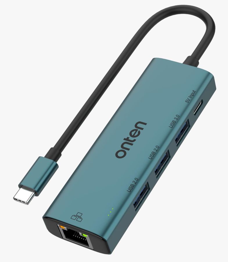 ONTEN OTN-UC121 5-in-1 USB-C to 100Mbps network card(USB 3.0+USB 2.0*2) USB-C