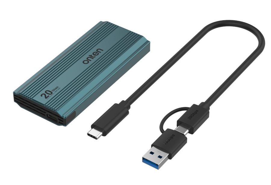 ONTEN OTN-UCA325 USB-C+A (2-in-1 Cable) M. 2 (20Gbps) NVMe/NGFF Protocol SSD Enclosure M.2(20Gbps)NVMe/NGFF