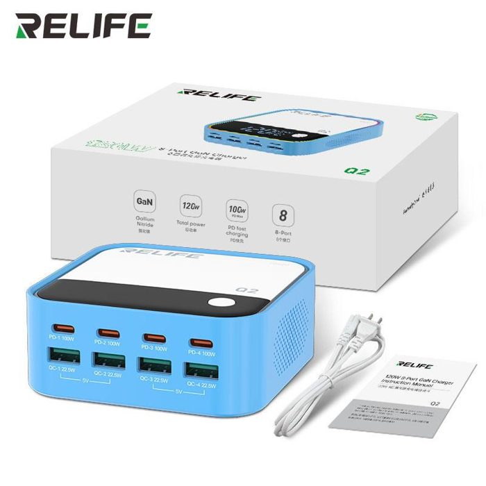 RELIFE Q2 120W 8-port GaN charger/Blue