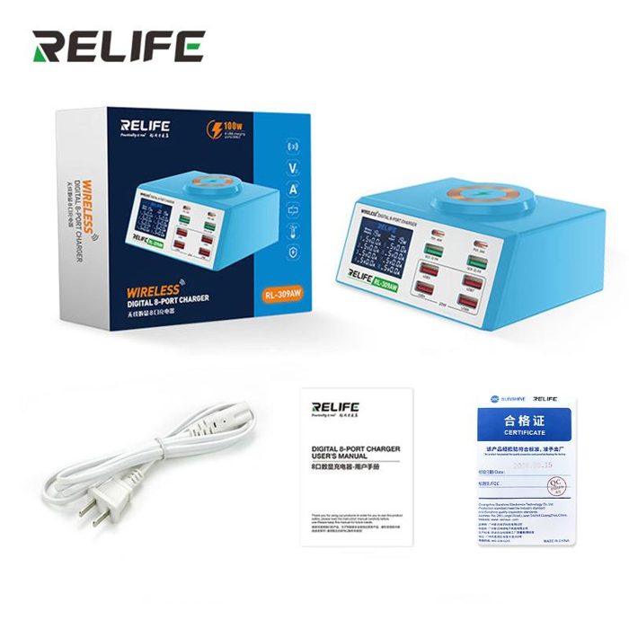 RELIFE RL-309AW Wireless digital display 8-port charger