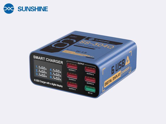 SUNSHINE SS-304Q smart charger/6 USB ports/wide voltage/ghost gray