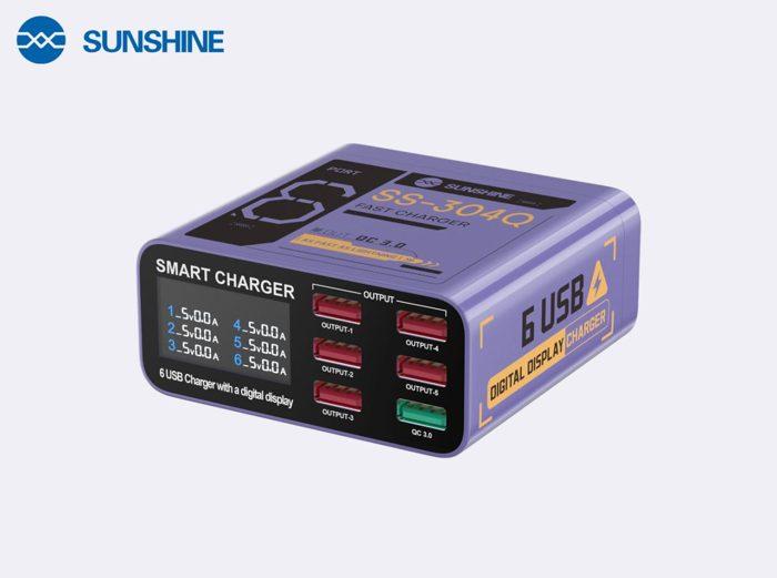 SUNSHINE SS-304Q smart charger/6 USB ports/wide voltage/meteor purple