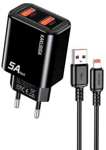 KAKUSIGA KSC-1656 Dual-Port Custom-Molded Charger Kit (EU) Lightning